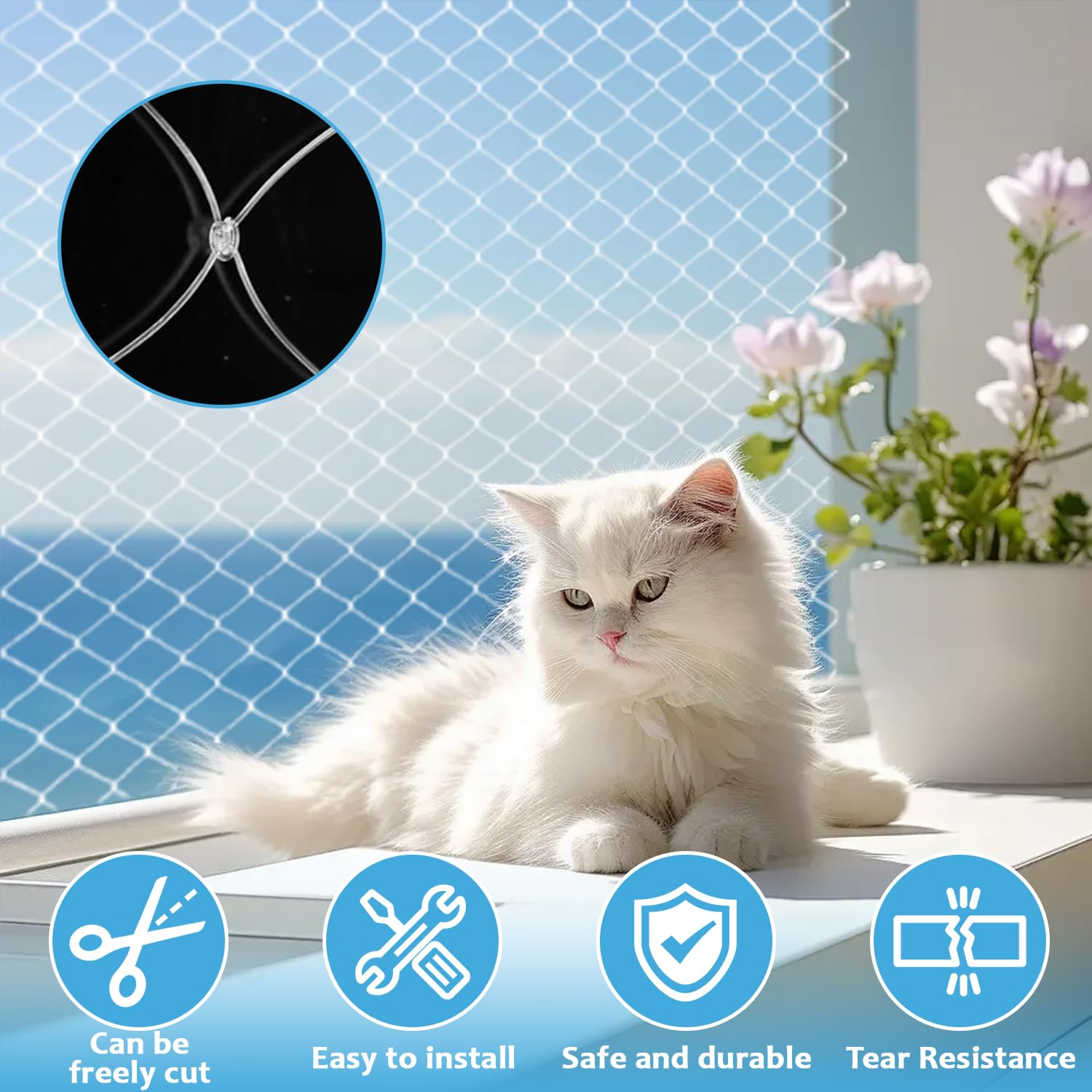 Rete per Gatti, 10 x 3 m Rete per Gatti Balcone, Rete Anti Uccelli, Rete Anti Piccioni, Multifunzione Rete Gatti, Rete Gatti Balcone, Rete per Gatti Tagliabile, per Balconi, Finestre, Terrazzo