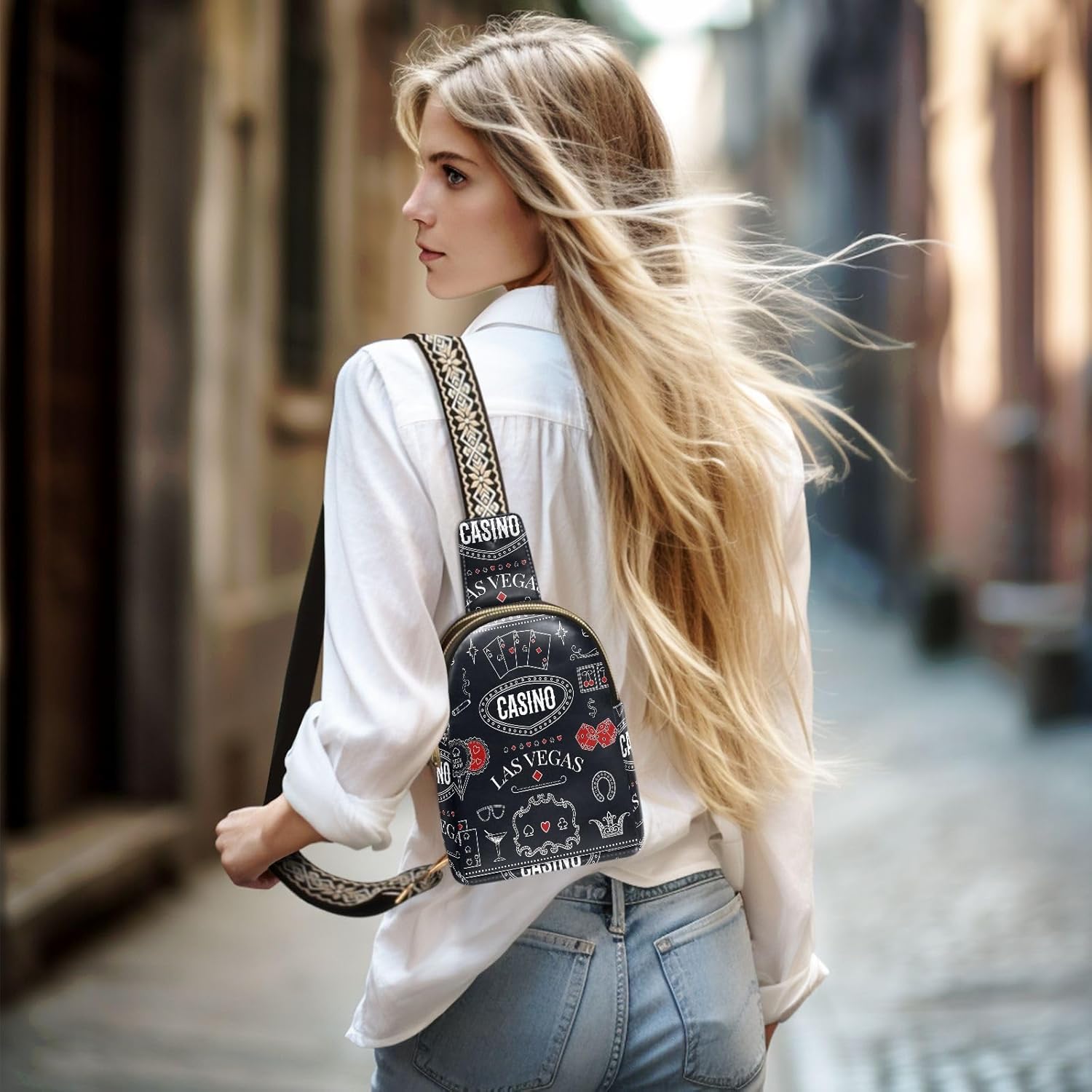 Printing Small Crossbody Sling Bags Chest Bag for Women Fanny Packs Purses