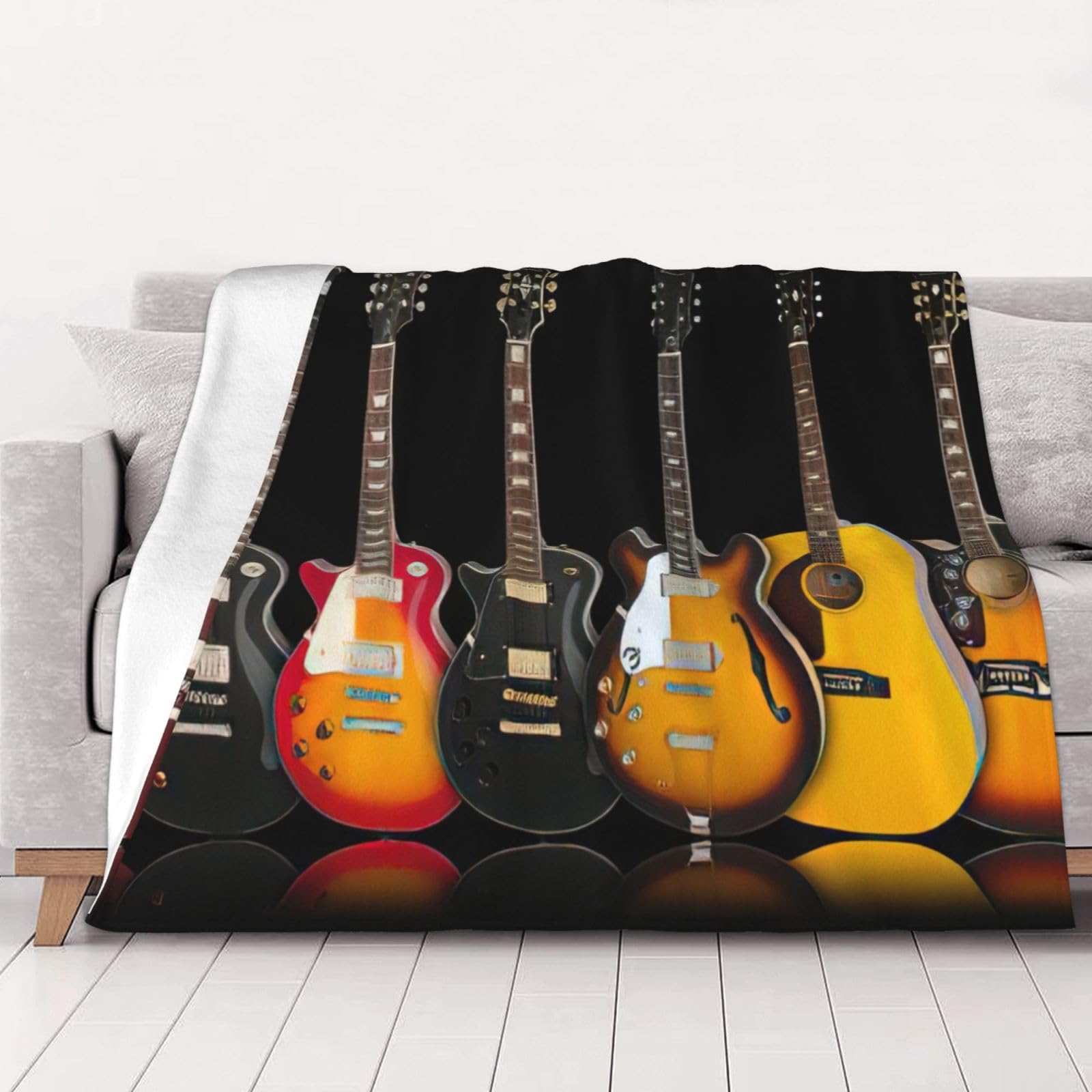 Couverture guitare électrique en flanelle douce pour lit et canapé