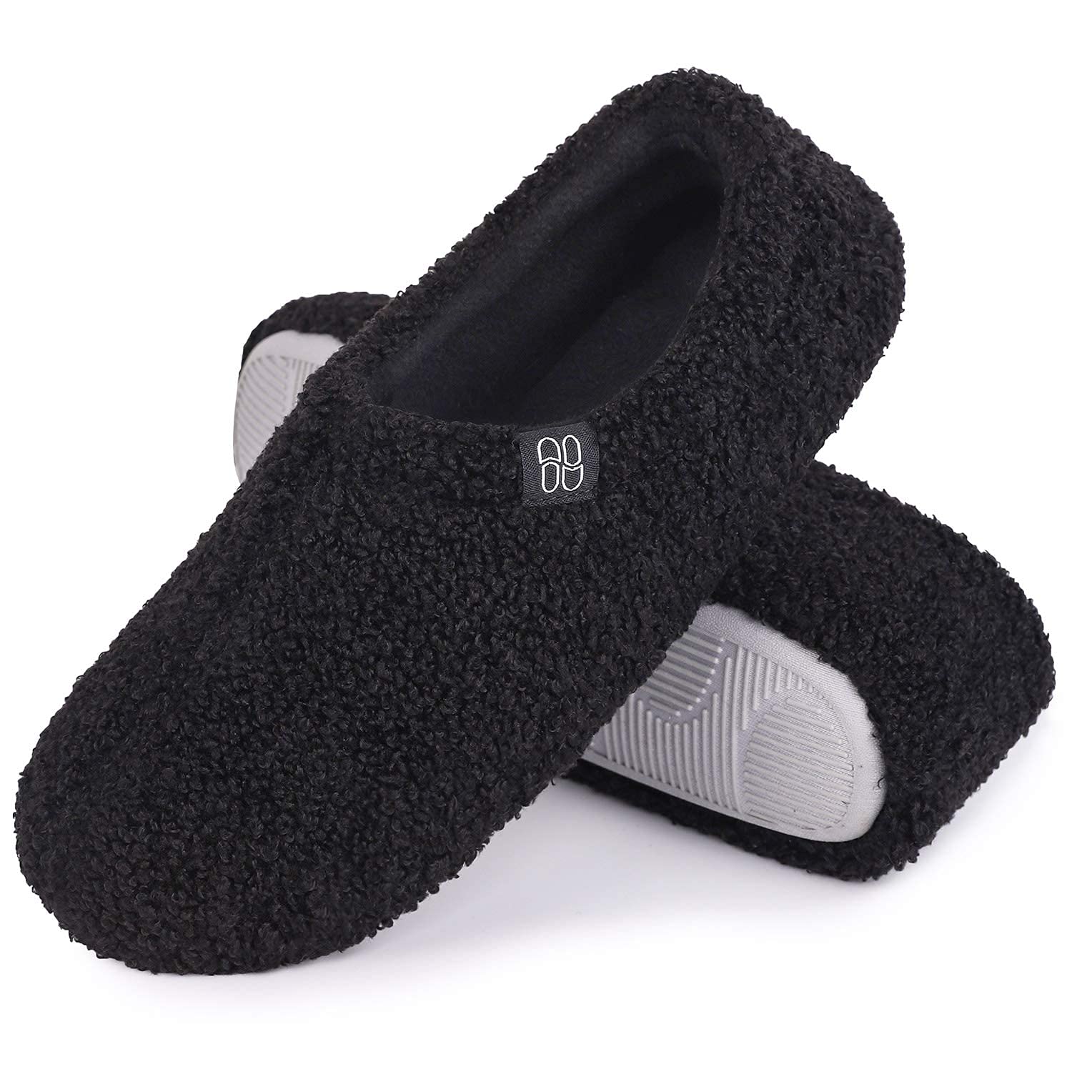 HomeTop Women's Fuzzy Curly Fur Memory Foam Loafer Slippers with Polar Fleece Lining