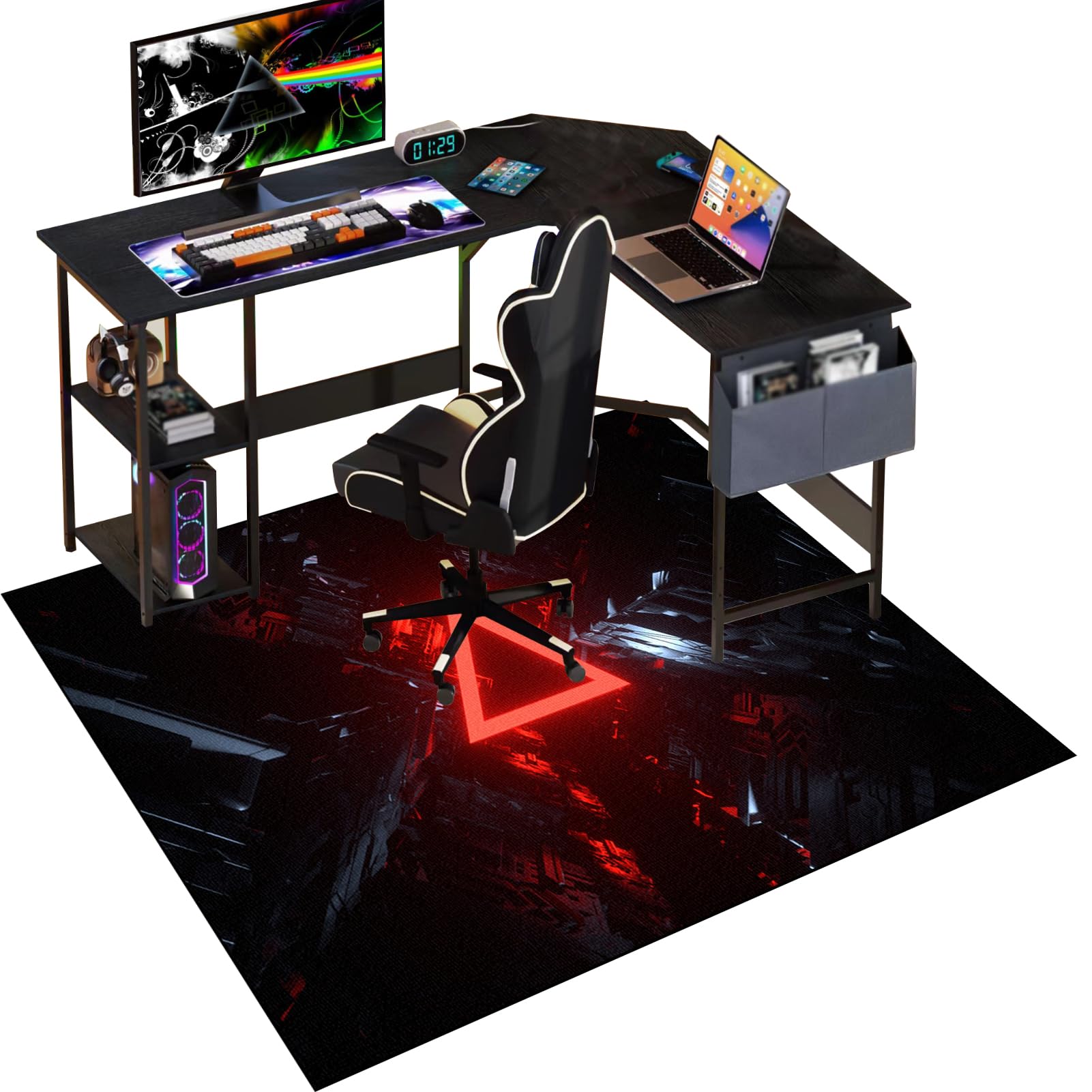 Gaming Chair Mat for Carpet, 160 x 180 cm Office Chair Mat for Carpeted Floor, Floor Protectors for Rolling Chairs, Non slip Floor Protection Mat, Computer Desk Chair Mat for Hard Wood Tile Floors