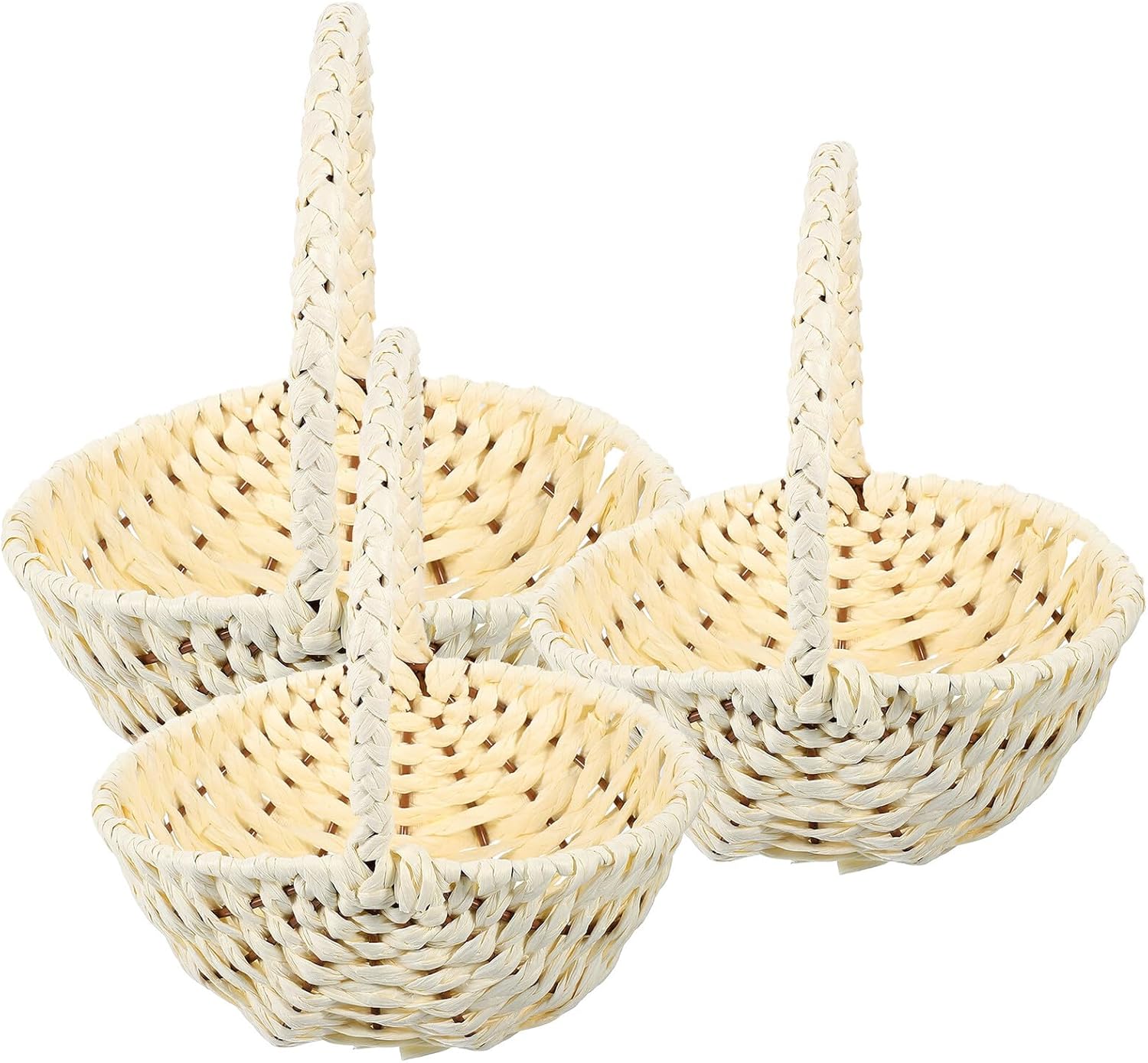 BESPORTBLE Handwoven Paper Picnic Basket Set with Handles 3pcs Fruit and Food Storage Baskets for Outdoor Picnic