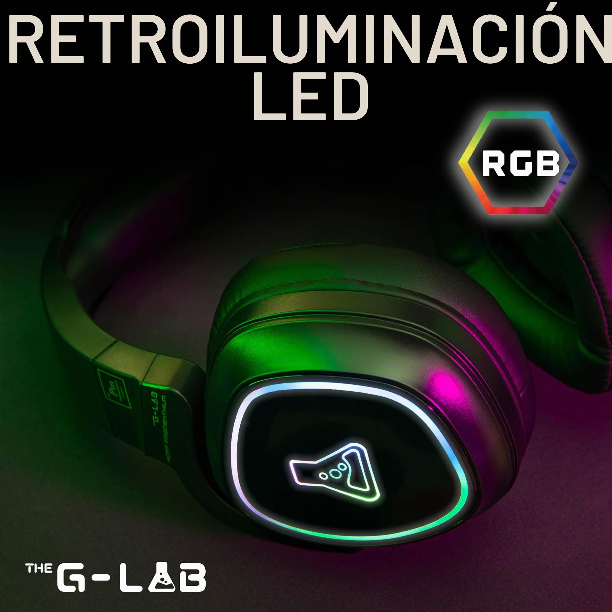 The G-Lab - Korp Promenthium - Auriculares Gaming Inalámbricos para Ps4/Ps5/Pc - Auriculares Gamer Inalámbricos de Baja Latencia - Retroiluminación RGB - Nuevo (Inalámbrico)