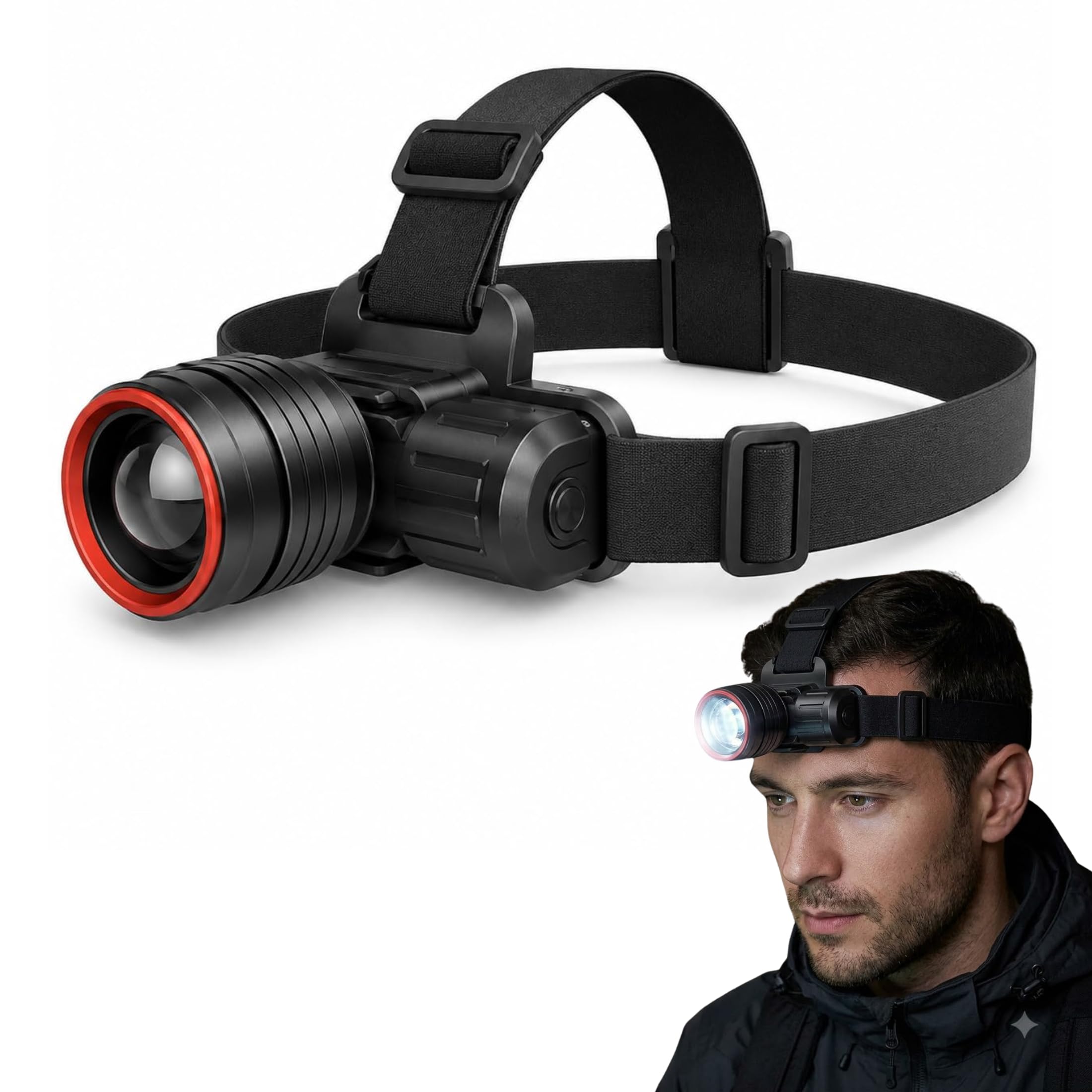 Drumstone Rechargeable LED Head Lamp Powerful Hands-Free Headlight for Camping, Trekking, Night Walking, Fishing, Emergency Power Cut, USB Charging Adjustable Head Torch with Comfortable Strap-image-43