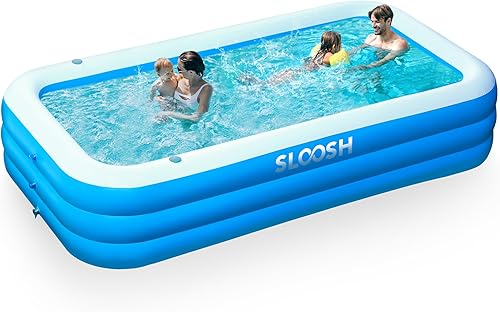 SLOOSH Piscina inflable para adultos con asientos, 120 x 72 x 22 pulgadas, tamaño completo, piscina familiar duradera y gruesa sobre el suelo,