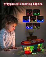 Vista 4 de Juguetes para bebés de 6 a 12 meses, instrumentos musicales de tambor, juguetes giratorios con luz para niños de 12 a 18 meses, juguetes