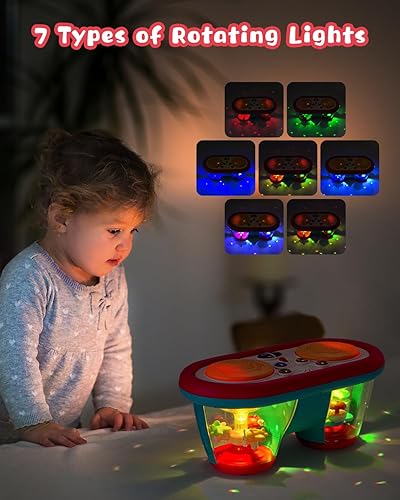 Miniatura 4 de Juguetes para bebés de 6 a 12 meses, instrumentos musicales de tambor, juguetes giratorios con luz para niños de 12 a 18 meses, juguetes para el