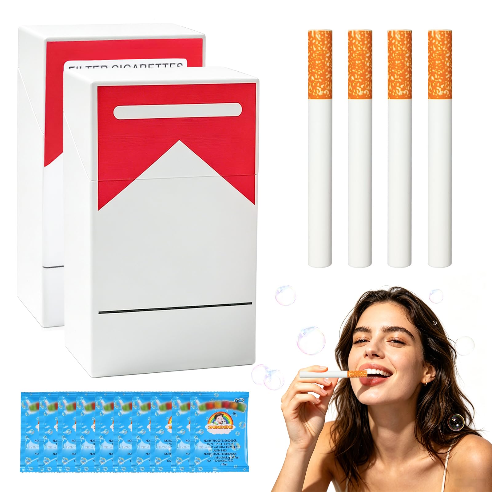 Set 4 Giocattoli a Bolle di Sapone, Macchina per Bolle Divertente, Gadget Creativo Portatile con Soluzione, Idea Regalo per Feste, Compleanno, Cosplay, Uomini e Donne
