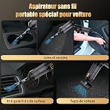 Lyiazsoy Car Vacuum Cleaner Cordless,27000PA High Power Mini Vacuum Cleaner,Rechargeable Handheld Vacuum Cordless,car hoovers for Pet Hair, Home, Office, Kitchen(Gold Black) - 3