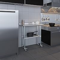 Vista 9 de AmGood Mesa de trabajo de acero inoxidable con protector contra salpicaduras de 1.5 pulgadas y ruedas NSF Mesa de preparación de alimentos