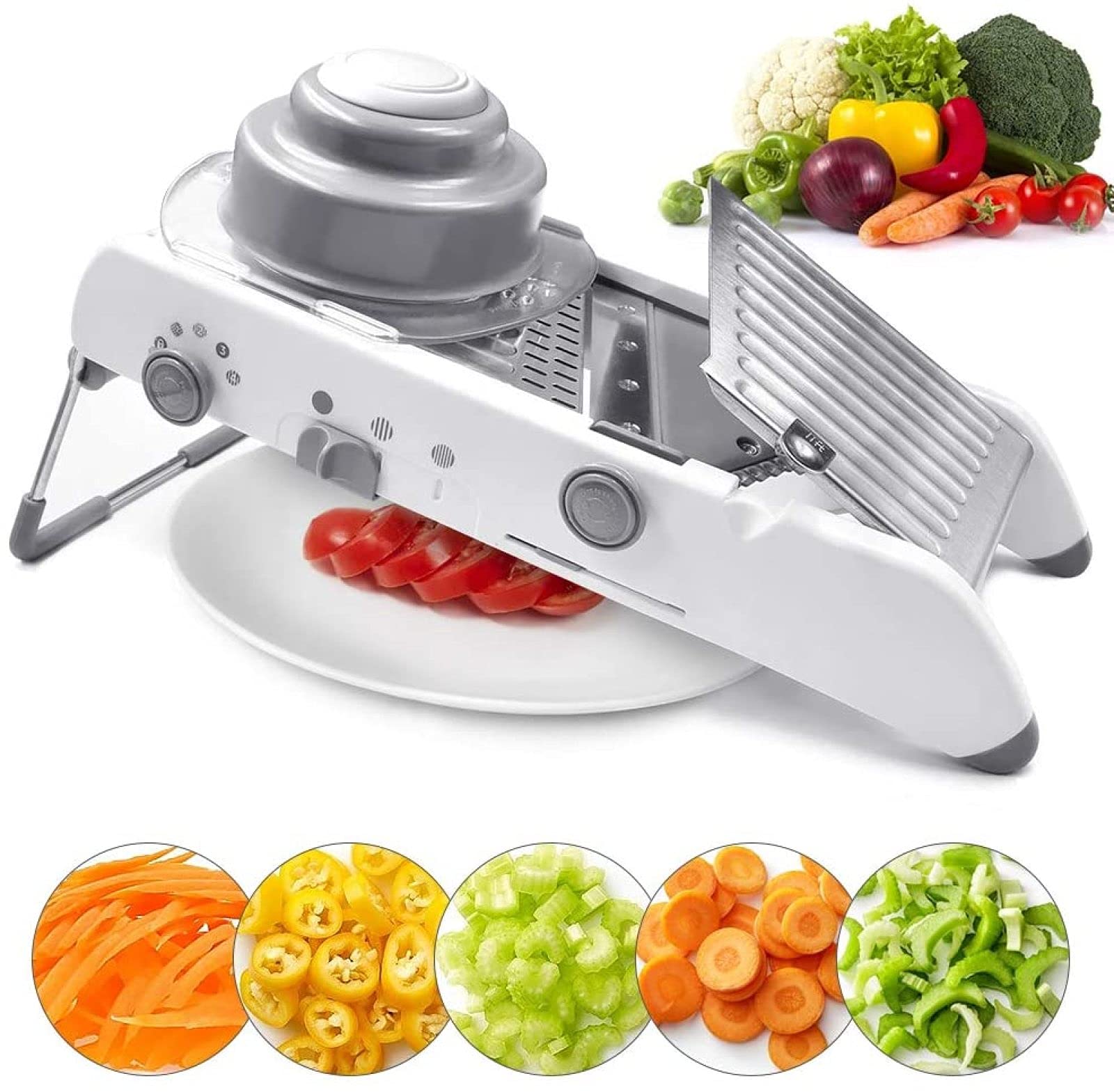 Mandoline Schneider Gemüseschneider 18 In1 Küchenzeile Obst und Gemüse Schneider Gemüsehobel Edelstahl Julienne zum Hobeln von Obst Zwiebelschneider und Gemüse