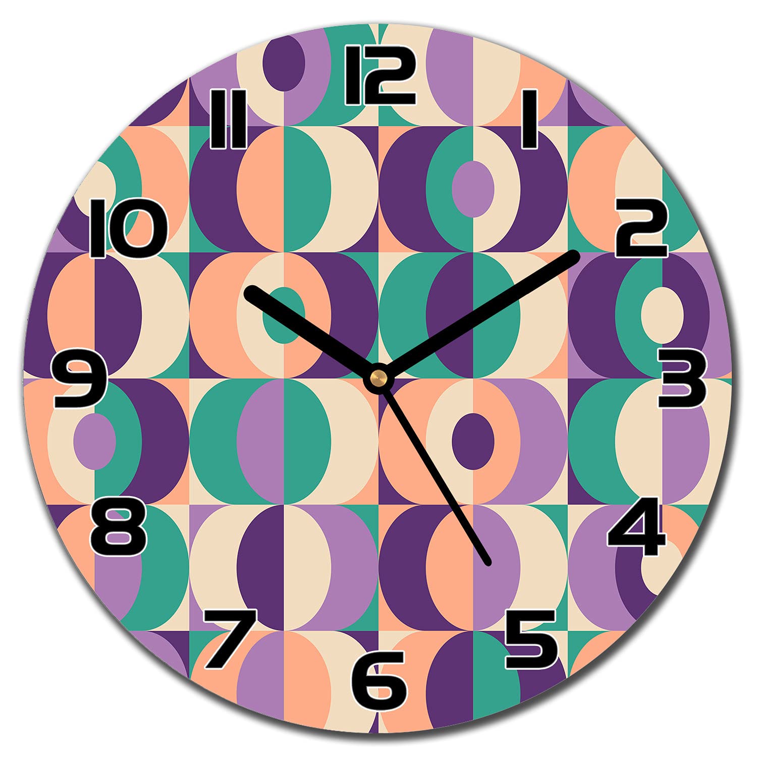 Horloge murale en verre de sécurité 30 cm orange vintage à impression moderne