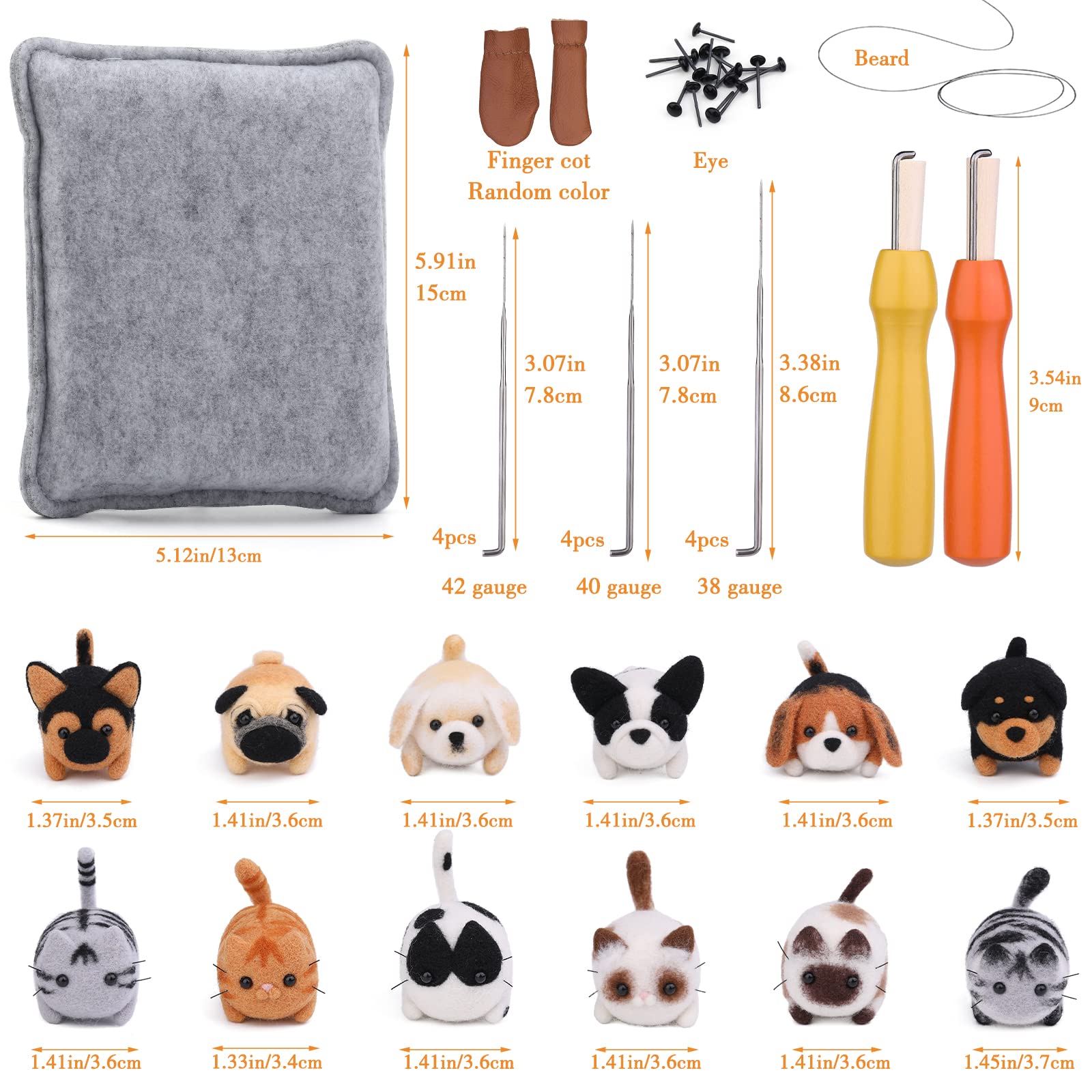 Doxiru Juego de fieltro punzonado de 12 piezas, fabricación de animales, juegos de fieltro punzonado con instrucciones de fieltro, decoración del hogar, regalo de cumpleaños