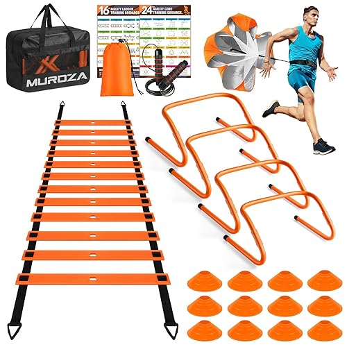 Agility Ladder, Agility Speed Training Equipment Set, 20ft Speed Ladder,
