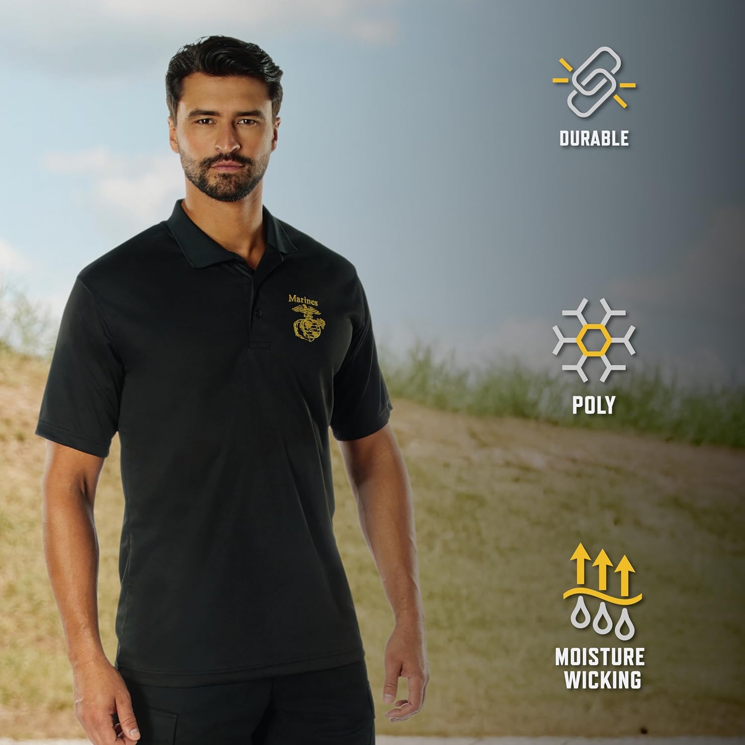 Rothco USMC Eagle, Globe & Anchor Moisture Wicking Polo – Collared Golf Shirt - Image 2