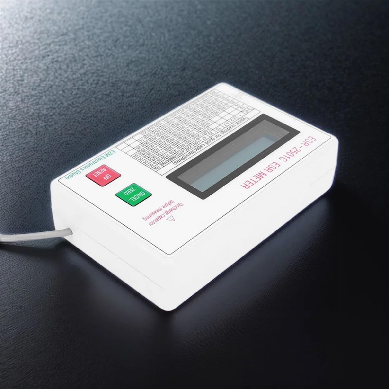 Comprobador de capacitores ESR, prueba en circuito, medidor de capacitancia con cables de prueba, clip, batería, pantalla LCD, medidor ESR, función de apagado inteligente - Medidor LCR