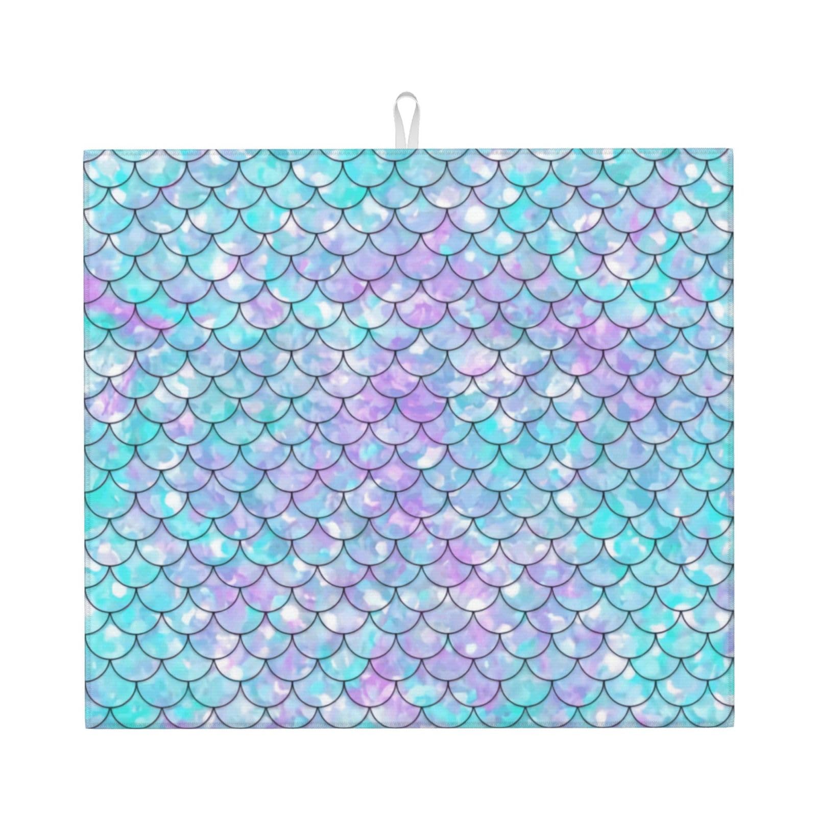 WHJSHOP Mermaid Prints Kitchen Drying Mat – Absorbent Dish Throw for Countertops, Quick-Dry Non-Slip Layer with Colorful Prints, Ideal Housewarming Gift