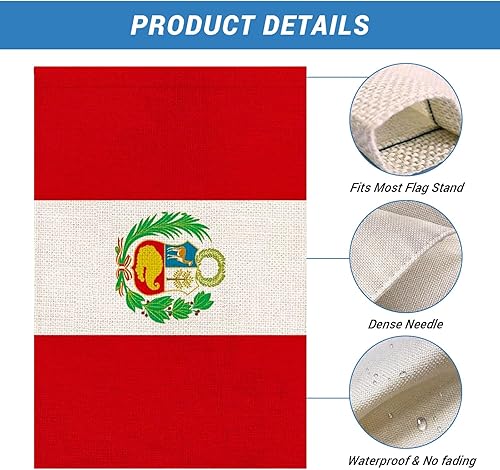 Miniatura 4 de Banderas de jardín de Perú pequeña bandera peruana de 12 x 18 pulgadas, bandera de arpillera de doble cara para decoración de patio, porche y patio