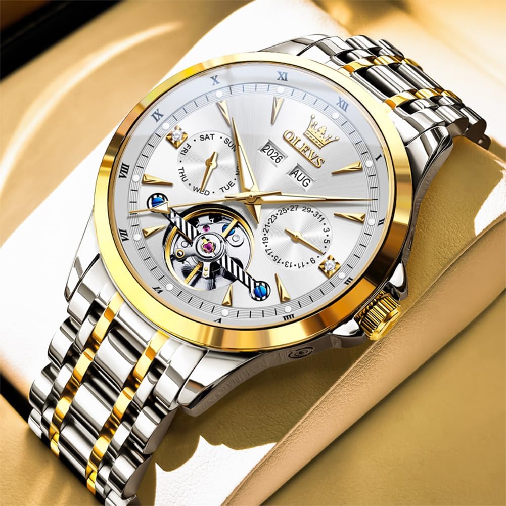 OLEVS Automatic Watches for Men Luxury Skeleton Multi-Function Mechanical Watch Self Winding Date Waterproof Luminous Mens Watch - Image 9