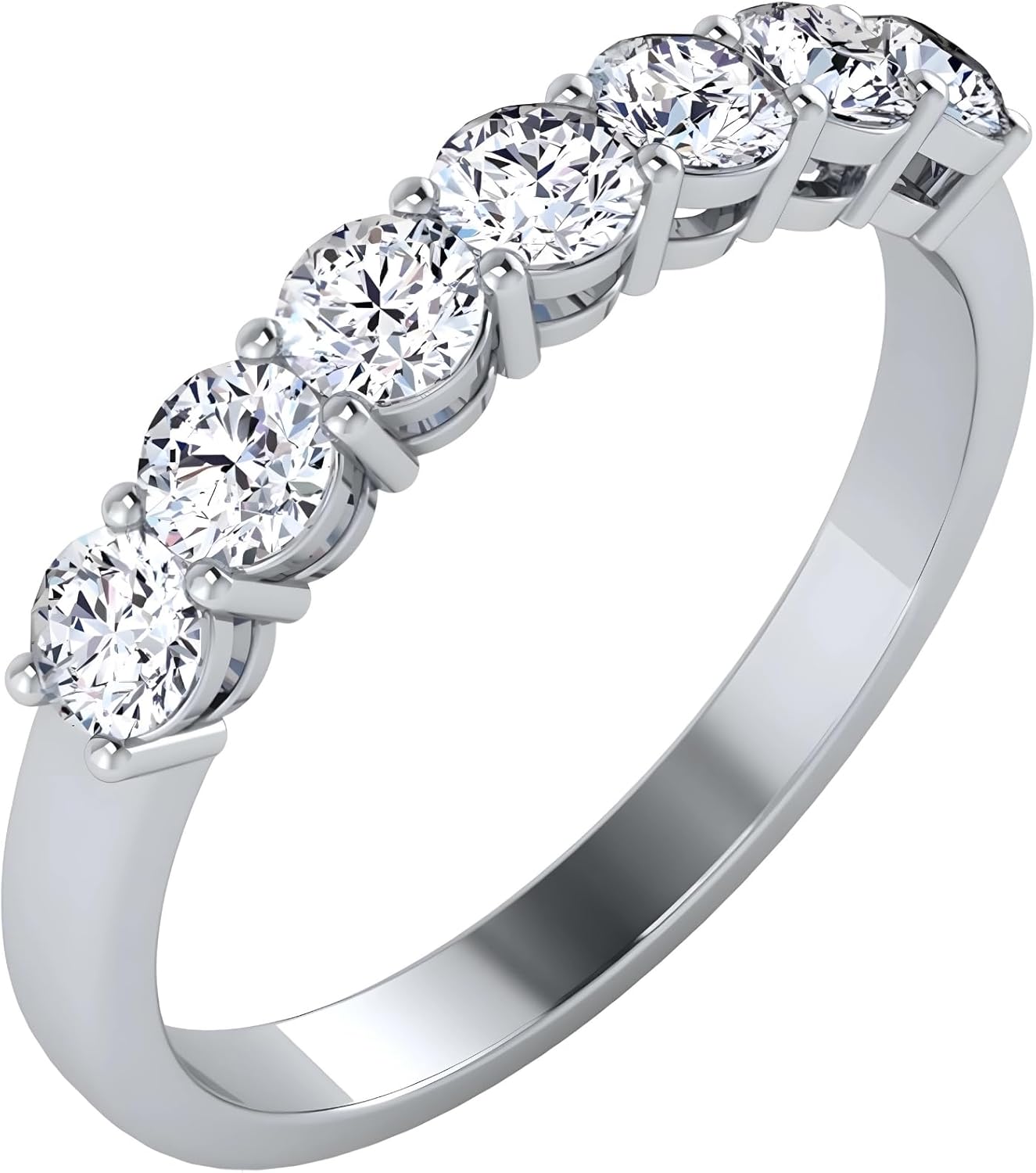 0.79 ctw Seven Stone Lab Grown Diamond Wedding Ring Band in 14K White/Yellow/Rose Gold | E-F Color, VS-SI Clarity | Promise Ring for Women | Sustainable & Elegant - Image 3