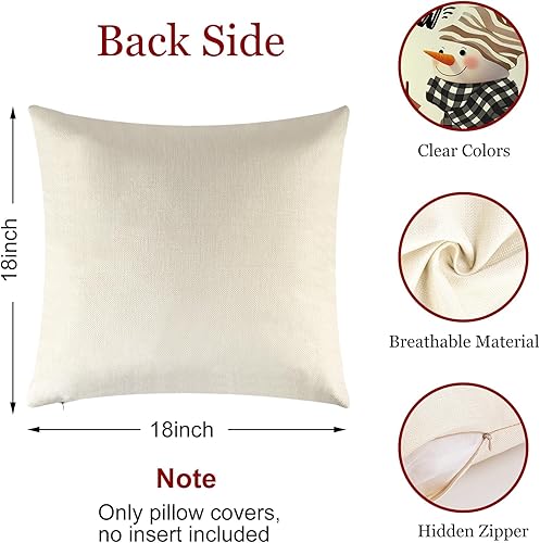 Miniatura 3 de Juego de 4 fundas de almohada decorativas de Navidad de 16 x 16 pulgadas, fundas de almohada a cuadros rojos y negros a cuadros, fundas de almohada