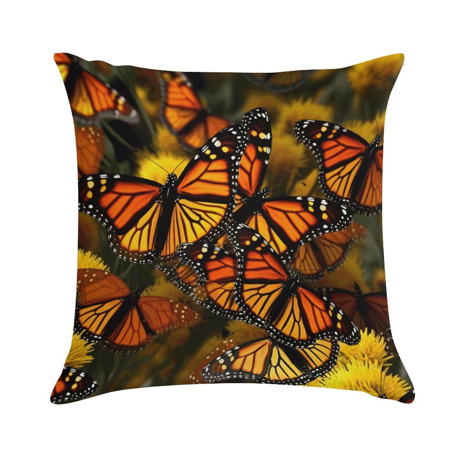 MUSM Plush Decorative Monarch Butterflie Throw Pillow Covers Square Cushion Cases Personalized Pillowcase with Zipper Soft Lumbar Pillow Shells Luxury Cozy Pillows Shams Decoration
