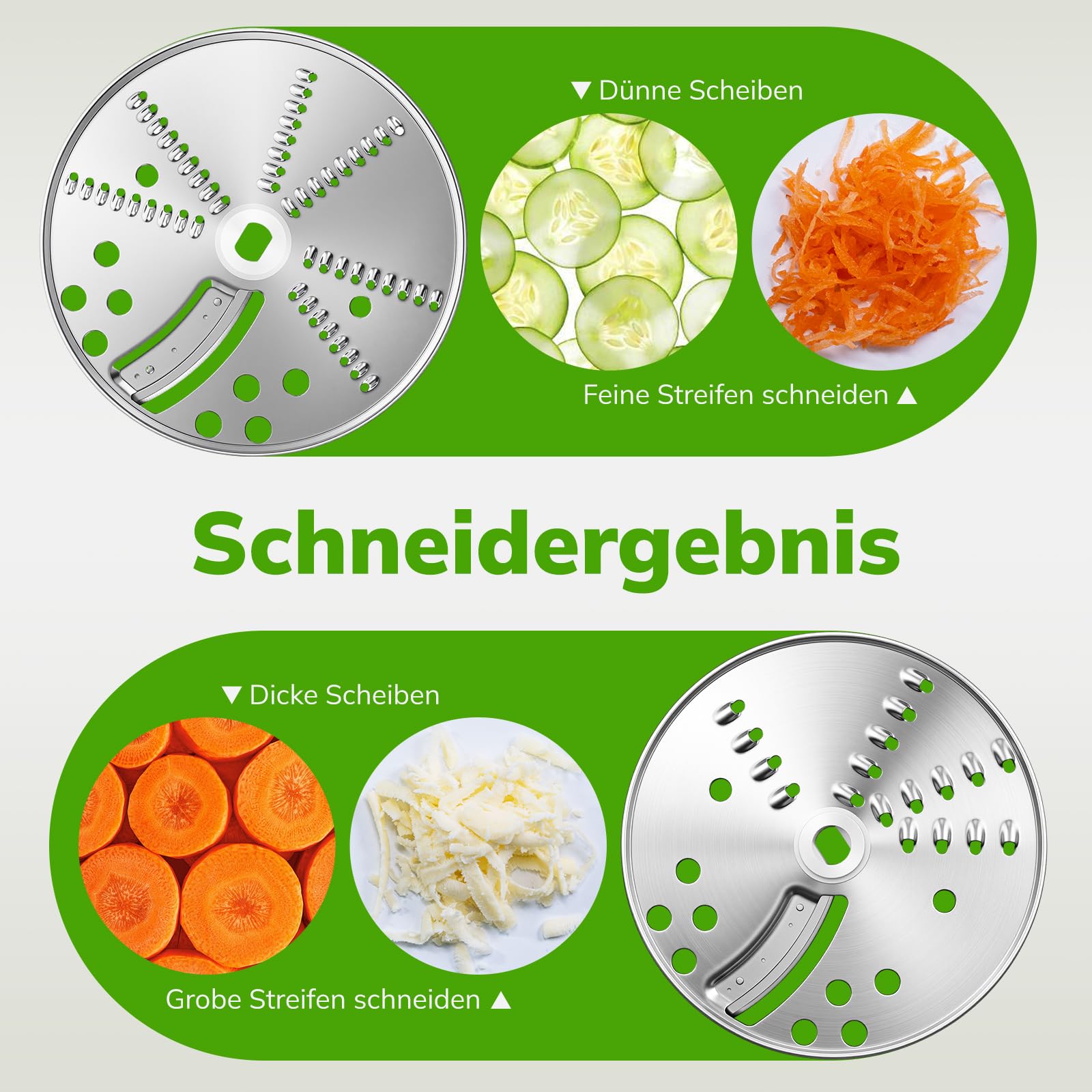 Gemüseschneider für Thermomix TM5 & TM6, Spiralschneider & Gemüsereibe Edelstahl für Zucchini Kartoffeln Karotten Obst, Vegetable Chopper Slicer Gemüsefriseur mit 2 Schnittstärken Ohne Küchenmaschine