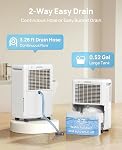 AIUSEVO 26 Déshumidificateurs pour sous-sols & Accueil (jusqu'à 2500 Sq.Ft), Ultra Du calme 40dB Déshumidificateur de chambre avec 3 Modes, fuite continue & Dégel automatique pour réduire l'humidité & Les odeurs musclées