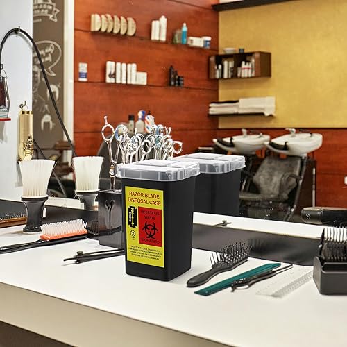 Miniatura 6 de Beaupretty 2 piezas de dispensador de cuchillas contenedor de navajas de afeitar para barbería contenedor de almacenamiento de cuchillas para el