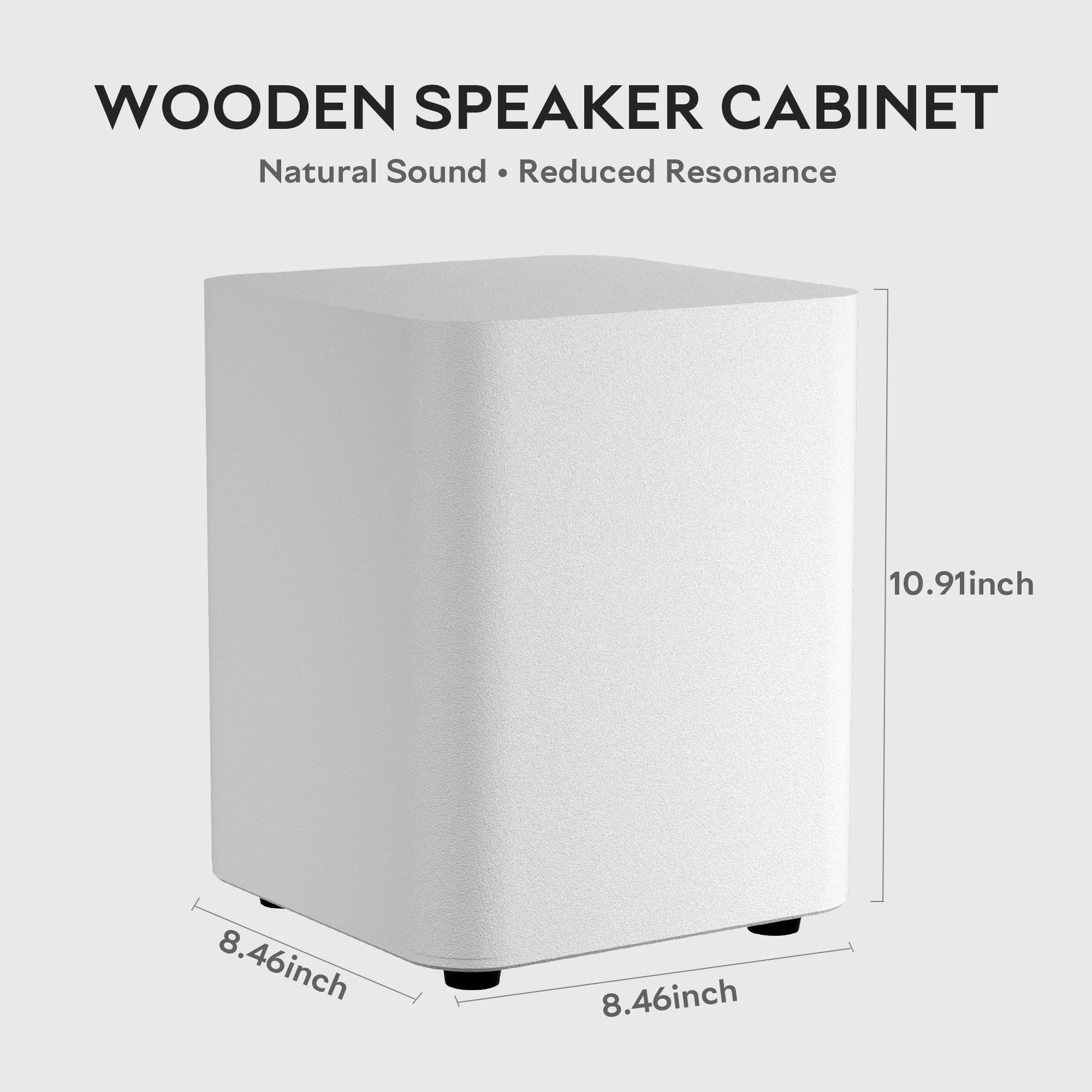 OHAYO Subwoofer da 60 W alimentato a bassa potenza, subwoofer attivo con amplificatore digitale di classe D integrato, bassi profondi, piedini antivibrazioni, alloggiamento compatto in legno per casa