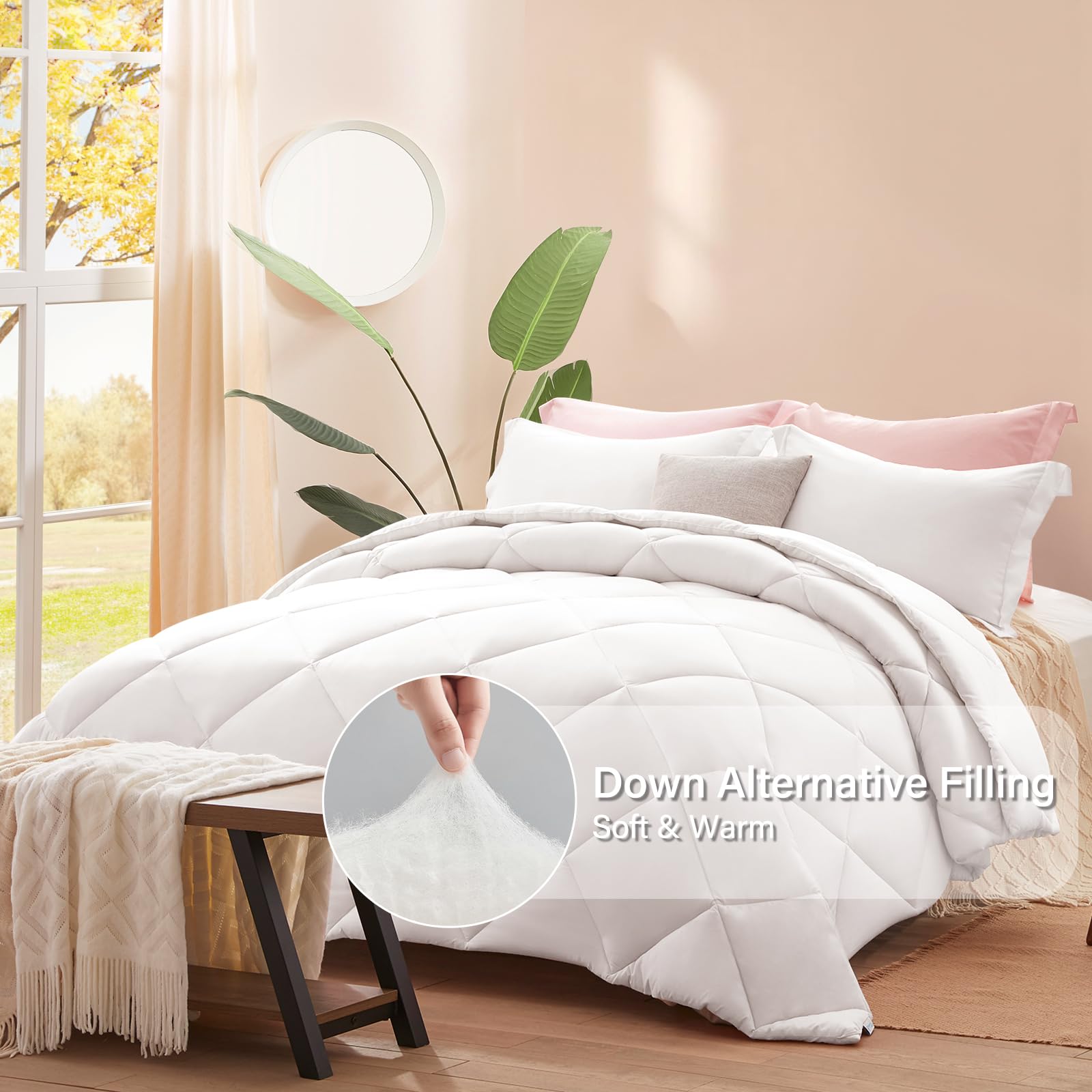 SunStyle Twin Comforter Set - White Bed in a Bag -4