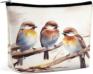 Birds Resting on Tree Branch Toiletry Bag Por...