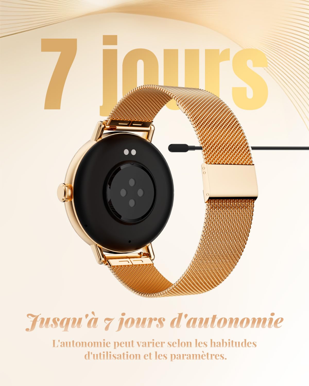 TOOBUR Montre Connectée Femme, 40mm Smartwatch Sport, Or Rose | Montre Podometre avec Double Bracelet, Compatible Android et iOS, Répondre et Passer des Appels, Écran Tactile HD, IP68