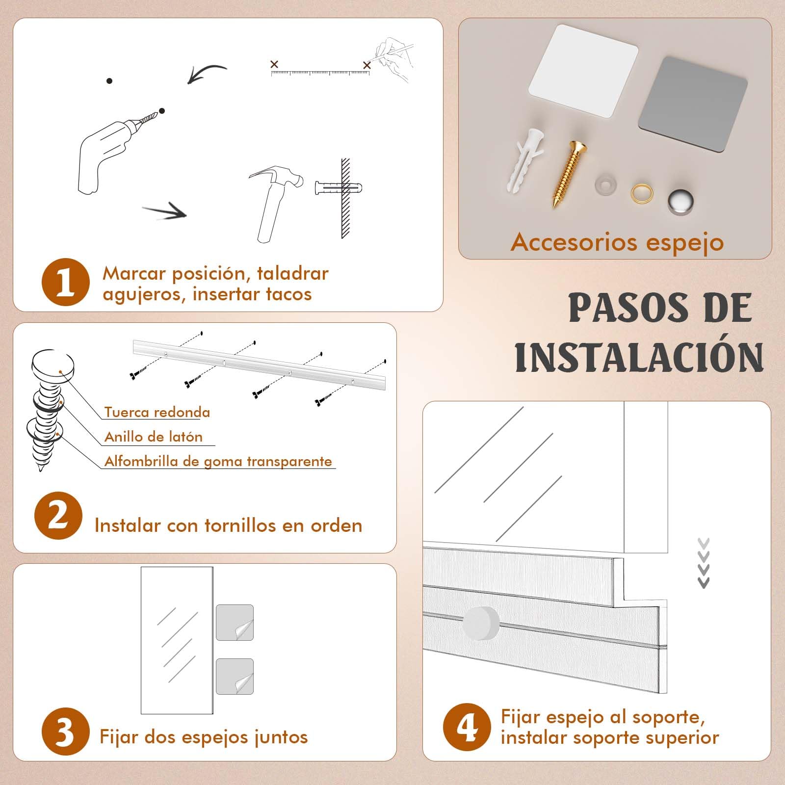 WEER Espejo de Gimnasio en casa, sin Marco Grande de Cuerpo Entero, 140 x 42cm x 2 Piezas, Vidrio Templado, para Gimnasio, Yoga, Garaje, Fitness, Baile y Dormitorio