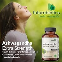Vista 3 de Futurebiotics Ashwagandha - Soporte extra fuerte para el estrés y el estado de ánimo con BioPerine - Fórmula sin OMG, 100 cápsulas vegetarianas