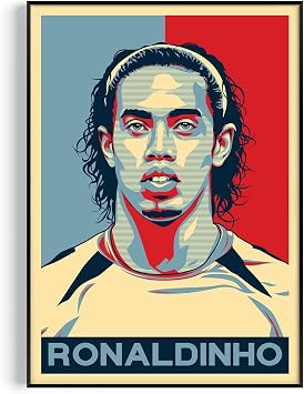 Ronaldinho Poster - Retro Soccer Wall Art for Fans & Collectors, Hope Style Pop Art Football Print Ronaldinho, A3, Unframed