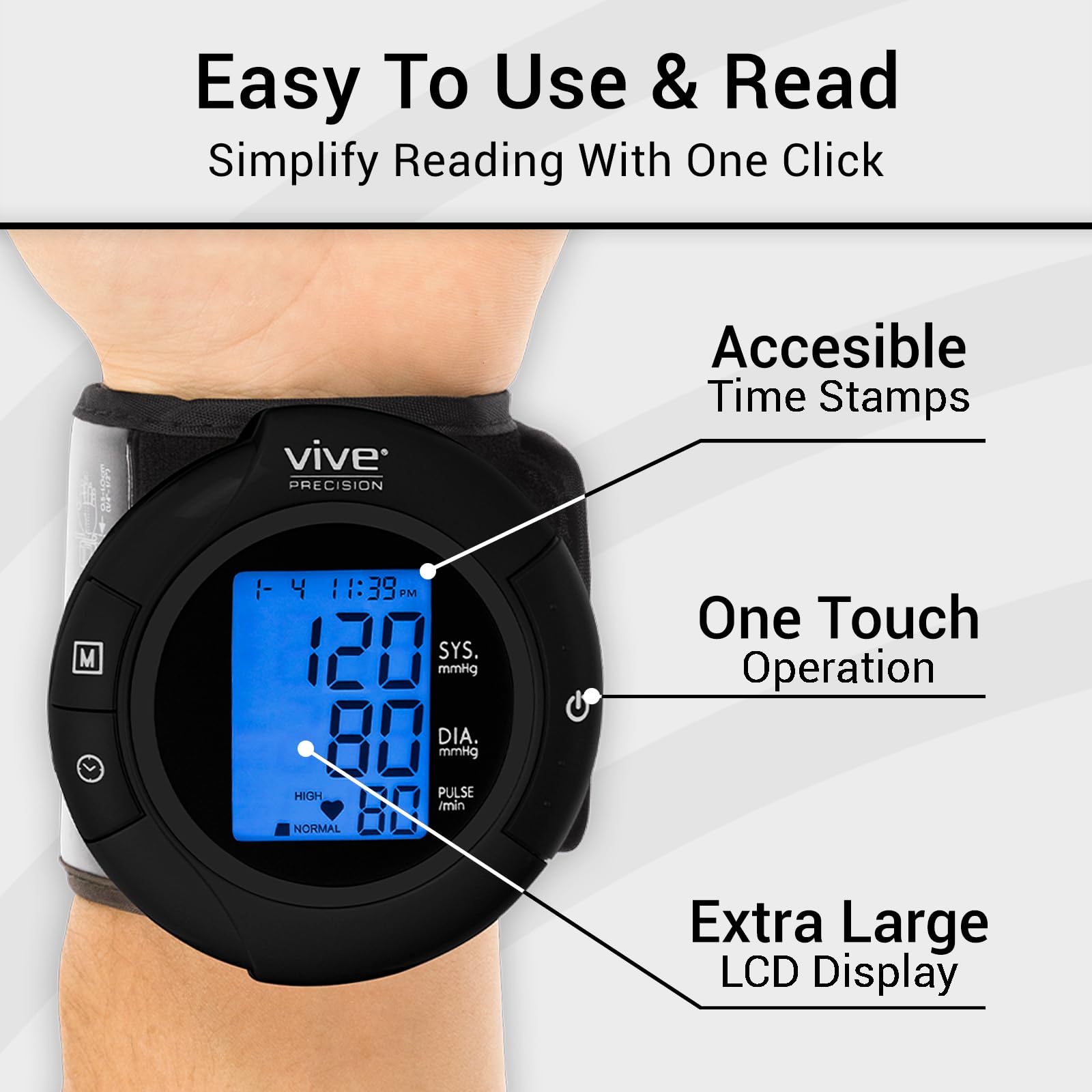 Smart Wrist Blood Pressure Monitor - Digital Automatic Accurate BP Cuff Machine for Irregular Heartbeat & Heart Rate Detection at Home - Portable Wireless Display for Adults, Pregnancy