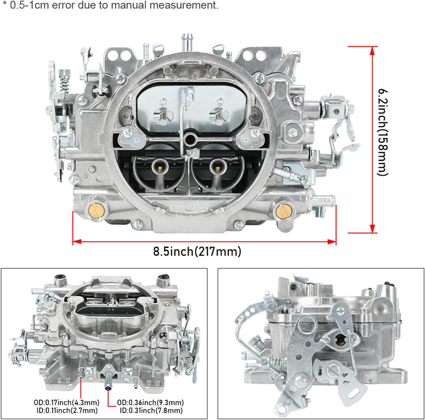 1405 600 CFM 4 Barrel Carburetor w/Manual Choke Carburetor Compatible with Corvette Silverado GMC Square Bore Carburetor (Non-EGR)