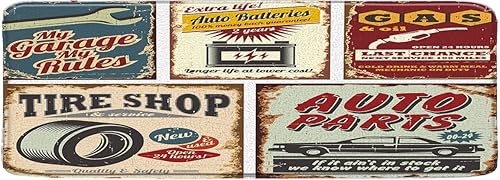 Miniatura 5 de Tapete de baño antiguo para automóvil de los años 50, retro, garaje, accesorios antiguos, póster de reparación estadounidense, alfombra de baño con