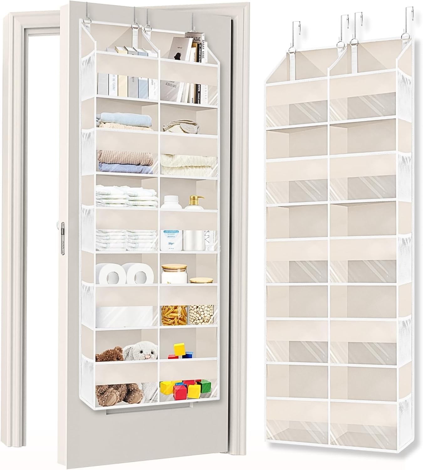 Over Door Organizer 5 Tiers Extra Large Storage Beige