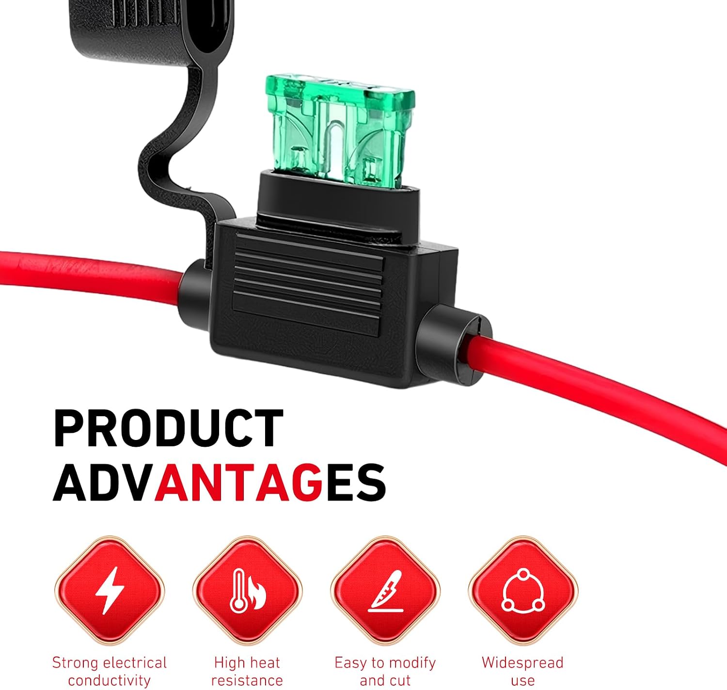 5PCS Inline Fuse Holder, 12AWG Fuse Holder, 12V Waterproof Car Gauge Inline Fuses, with 50PCS Standard Car Fuses (3A/5A/7.5A/10A/15A/20A/25A/30A/35A/40A), for Auto, Marine Lighting