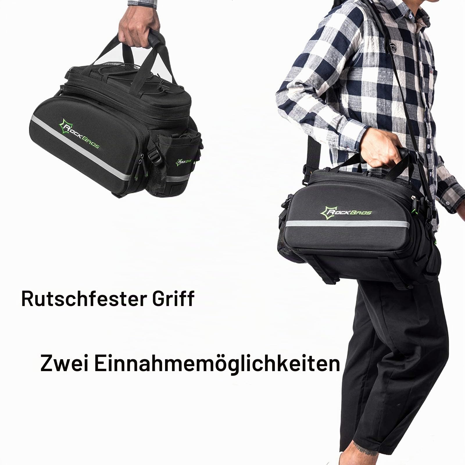 ROCKBROS wasserdichte Gepäckträgertasche Fahrrad mit Regenschutz | Transporttasche mit Schultergurt, Fahrradtasche für Gepäckträger, 17–35 L