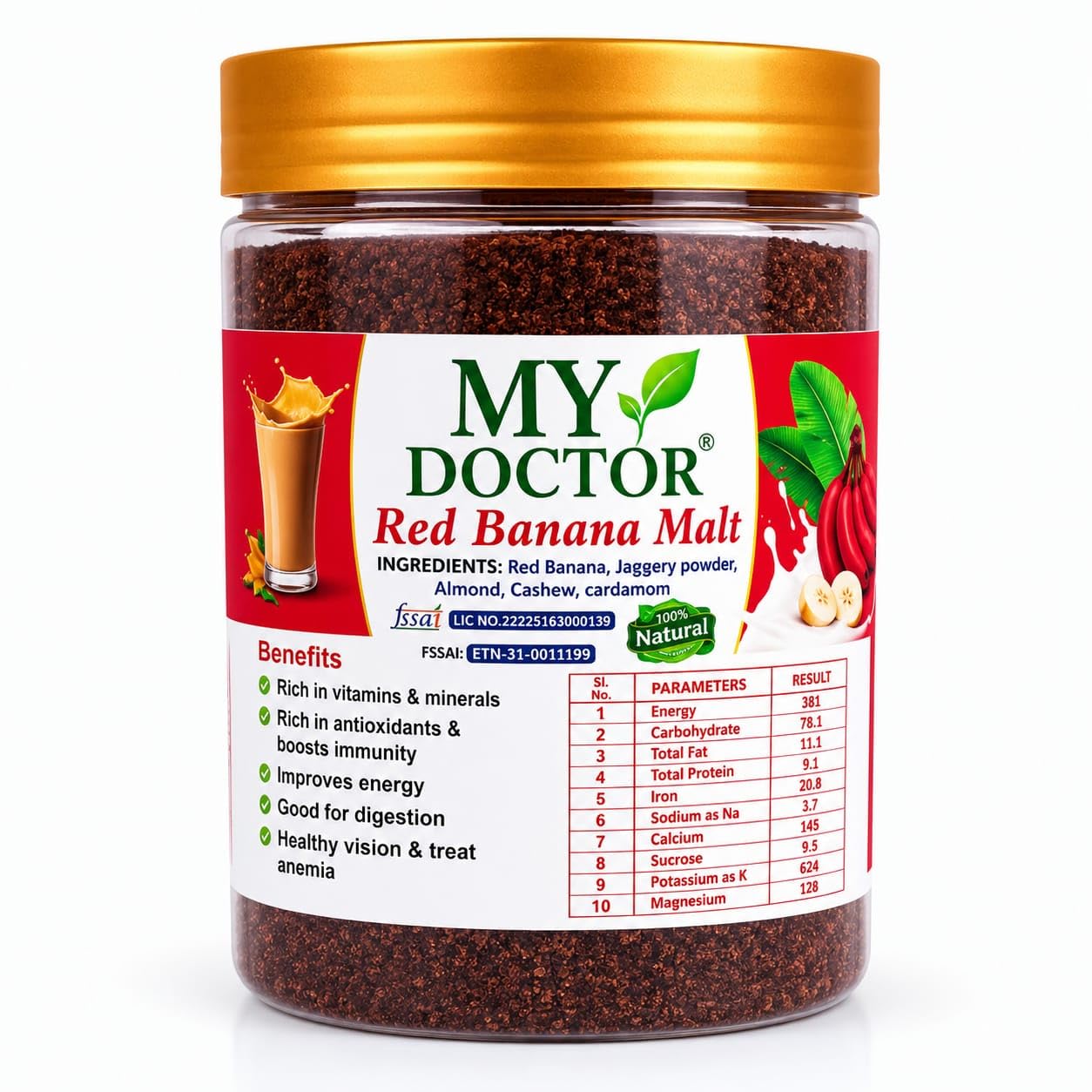 MY DOCTOR Red Banana Malt 250g + Beetroot Malt Powder 250g Combo Pack | Natural Health Drink Mix | Red Banana, Beetroot, Jaggery, Almond, Cashew & Cardamom | Instant Malt Powder | Daily Nutrition Beverage-image-46