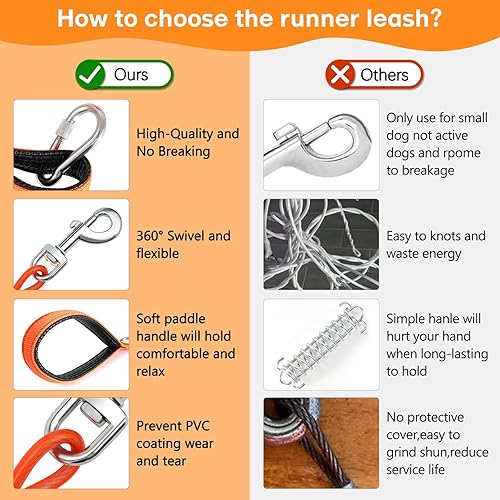 Miniatura 3 de Cable de amarre resistente de 50 pies para perros medianos y grandes, correa de perro a prueba de mordidas con mango acolchado para entrenar y