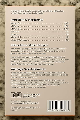 Miniatura 9 de Veru Wellness Parche B12 - Energy Boost (paquete de 2) - Parche B12 de 120 días - Sin cafeína