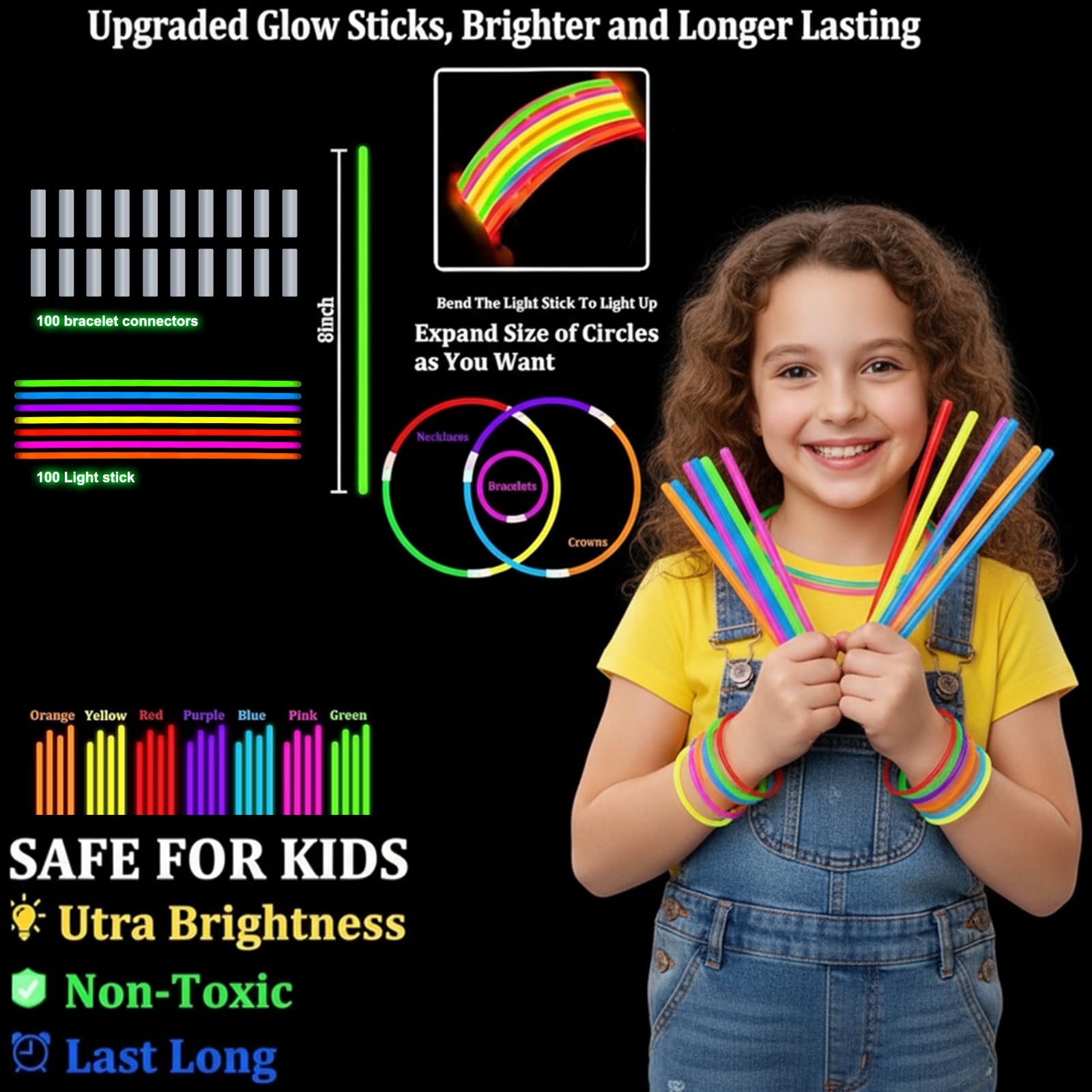Dora Sicom 375 stuks glow-sticks party set glow sticks kinderen neon lichtgevende armbanden bruiloft lichtspeelgoed voor decoratie, nieuwe tol, lolly's