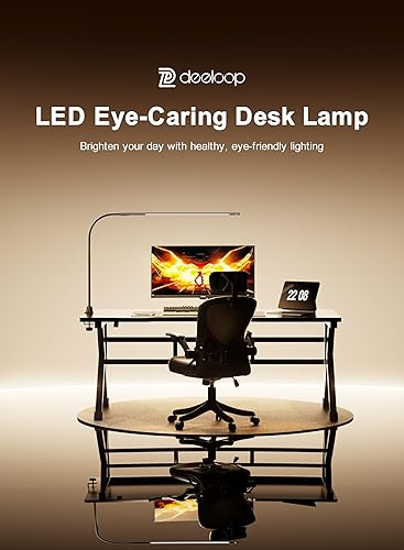 Miniatura 2 de deeloop CRI - Lámpara LED de escritorio 95+, lámpara de escritorio ultra larga y brillante de 16 pulgadas, 5 luces de atenuación de brillo, lámpara