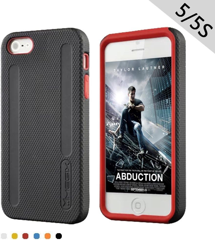 Megix Technology Double Layer Armor Series Protection Hard Cover/Case for Apple iPhone 5/5S - Retail Packaging - Black/Red
