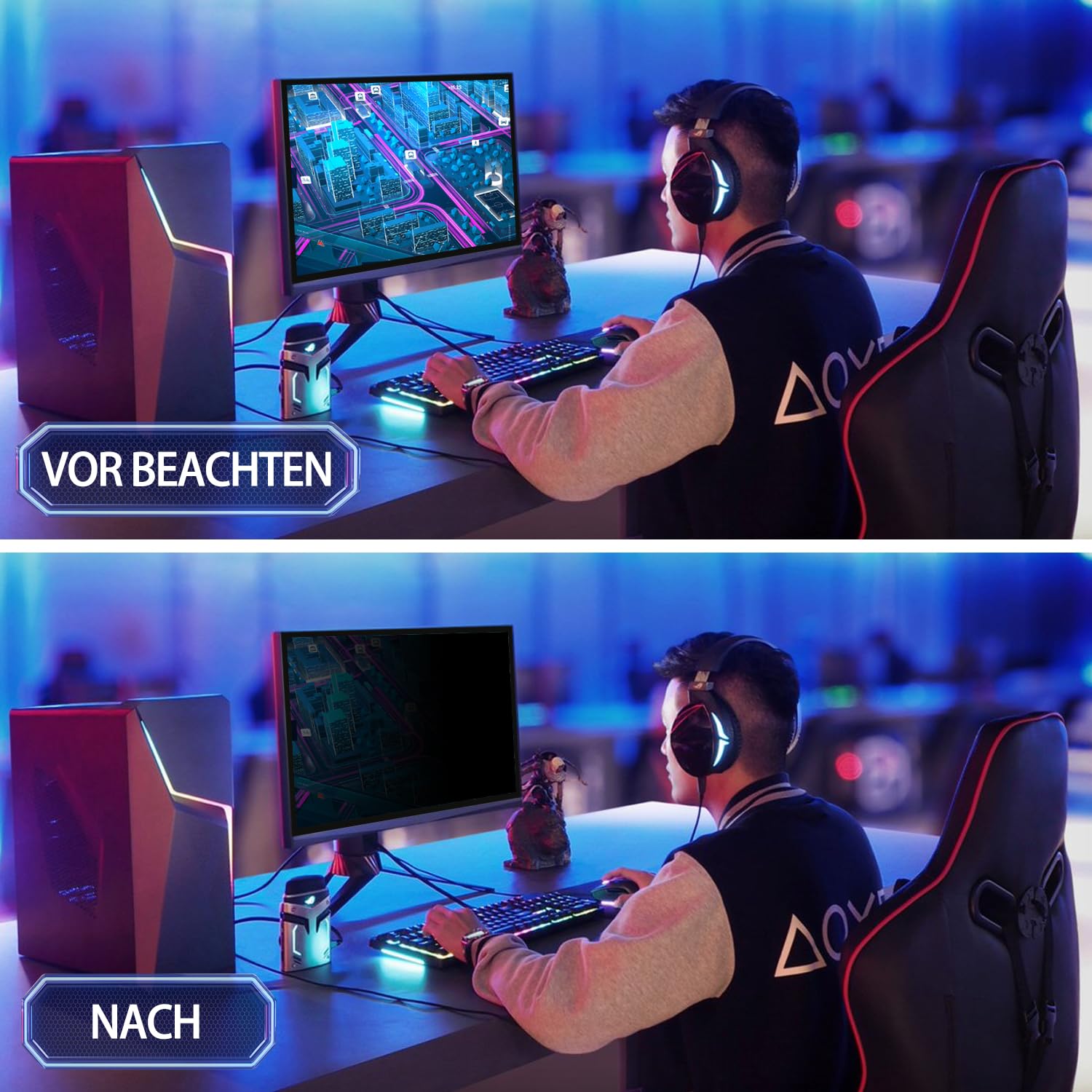 ZOEGAA [2 Stück Blickschutzfilter 24 Zoll Monitor 16:9 für 24" Monitor,Anti Blaulicht Blickschutzfolie Bildschirm 24 Zoll und Abnehmbarer Bildschirm Sichtschutzfolie Bildschirm Sichtschutz