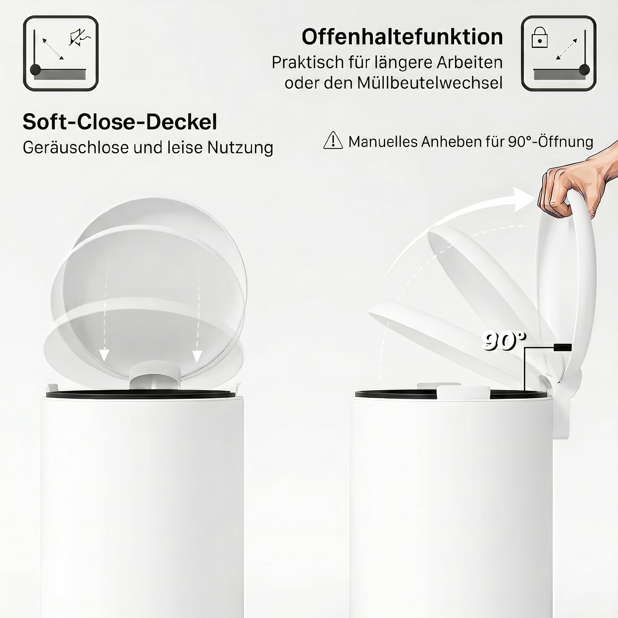 HOMCOM Mülleimer 30L Treteimer Abfalleimer Cremeweiß 36 x 30 x 63,5 cm